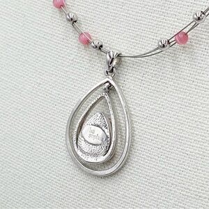 Lia Sophia Silver Necklace with Pink Beads NWOT